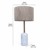 Sisal Fiber Shade Metal & Marble Base Table Lamp (Beige & White)