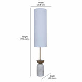 Hourglass Fabric Shade Marble & Wooden Base Floor Lamp 110.5 cm (Brown & White)