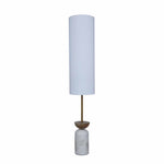 Hourglass Fabric Shade Marble & Wooden Base Floor Lamp 110.5 cm (Brown & White)