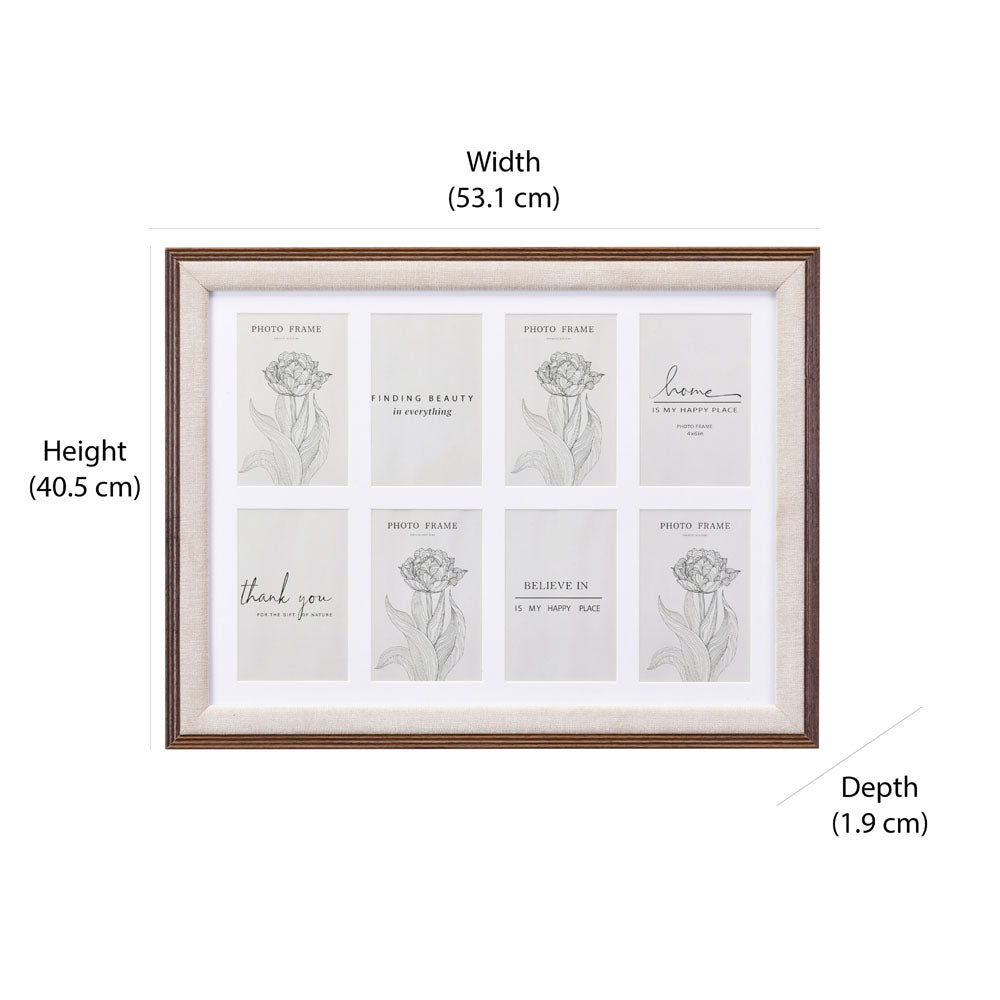 8 Pics Dual Border MDF Wall Mounted Photo Frame (Beige, 4 x 6 Inch)