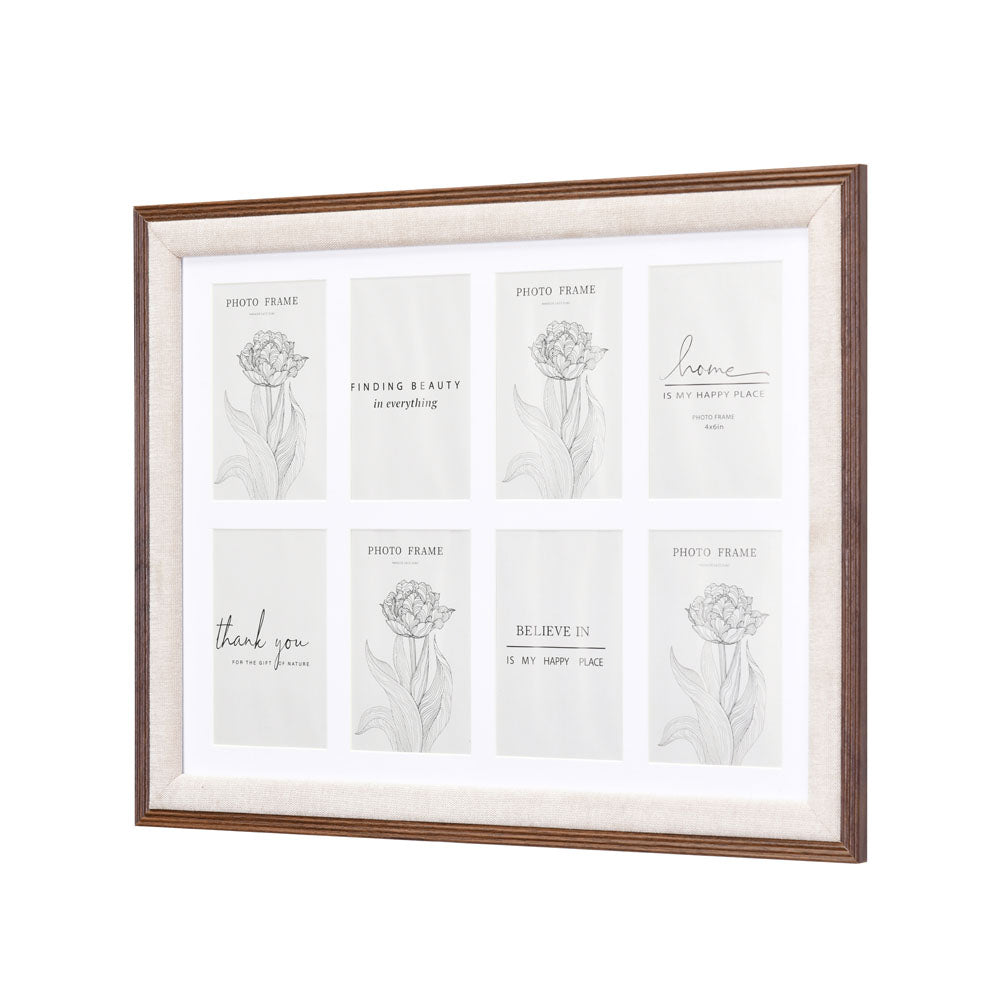 8 Pics Dual Border MDF Wall Mounted Photo Frame (Beige, 4 x 6 Inch)