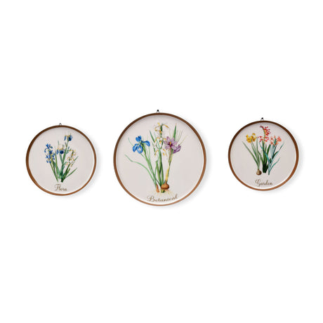 Flower Bunch Metal Wall Decor Plates Set of 3 (Multicolor)