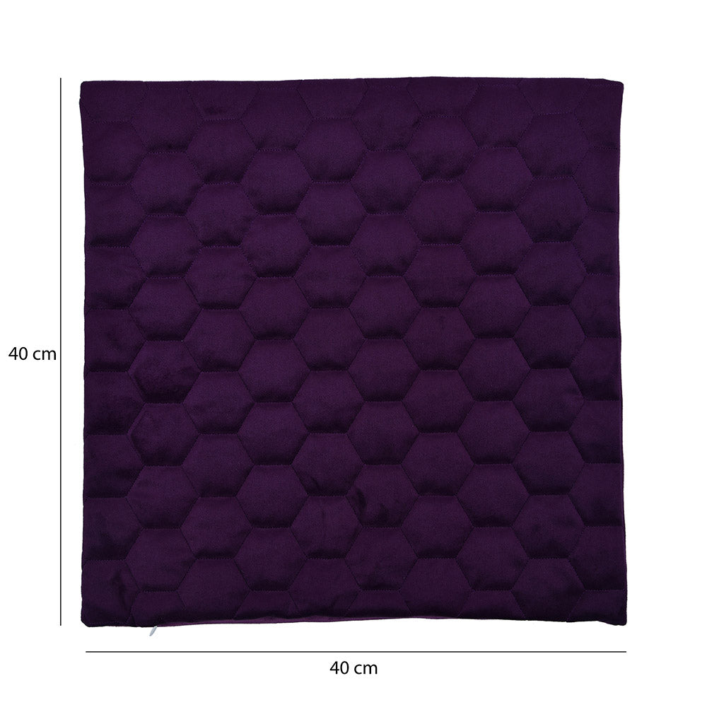 Quilted Embossed Polyester 16' X 16' Cushion Cover (Purple)