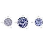 Floral Metal Wall Decor Plates Set of 3 (Blue)