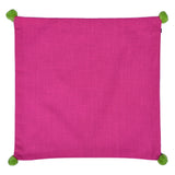 Solid Cotton 16' x 16' Two Sided Pom Pom Cushion Cover (Purple & Pink)