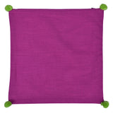 Solid Cotton 16' x 16' Two Sided Pom Pom Cushion Cover (Purple & Pink)