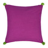 Solid Cotton 16' x 16' Two Sided Pom Pom Cushion Cover (Purple & Pink)