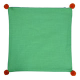 Solid Cotton 16' x 16' Two Sided Pom Pom Cushion Cover (Blue & Green)