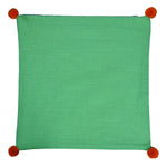 Solid Cotton 16' x 16' Two Sided Pom Pom Cushion Cover (Blue & Green)