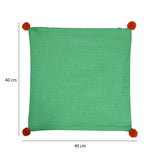 Solid Cotton 16' x 16' Two Sided Pom Pom Cushion Cover (Blue & Green)