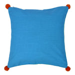 Solid Cotton 16' x 16' Two Sided Pom Pom Cushion Cover (Blue & Green)