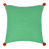 Solid Cotton 16' x 16' Two Sided Pom Pom Cushion Cover (Blue & Green)