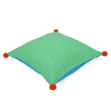 Solid Cotton 16' x 16' Two Sided Pom Pom Cushion Cover (Blue & Green)