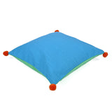 Solid Cotton 16' x 16' Two Sided Pom Pom Cushion Cover (Blue & Green)