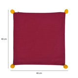 Solid Cotton 16" x 16" Two Sided Pom Pom Cushion Cover (Maroon & Red)