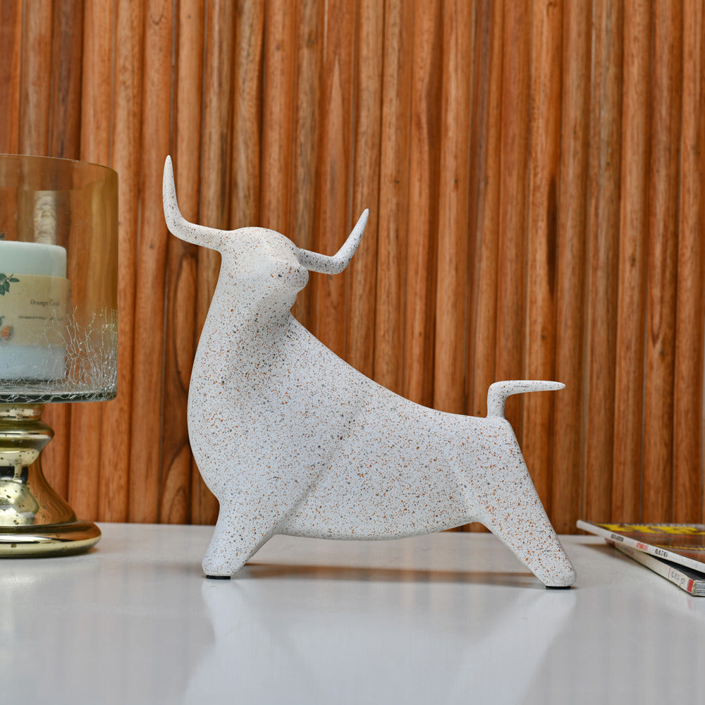 Nilkamal Ox Polyresin Decorative Showpiece White