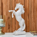 Jumping Horse Polyresin Showpiece (White)