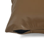 Half Printed Fabric & Leatherette 16' x 16' Cushion Cover (Beige)