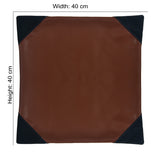 Solid Leatherette 16" x 16" Cushion Cover (Brown)