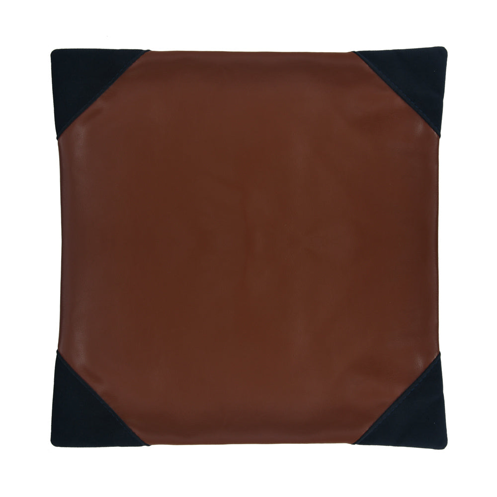 Solid Leatherette 16" x 16" Cushion Cover (Brown)