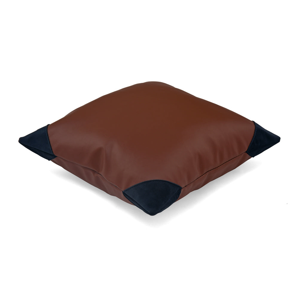 Solid Leatherette 16" x 16" Cushion Cover (Brown)