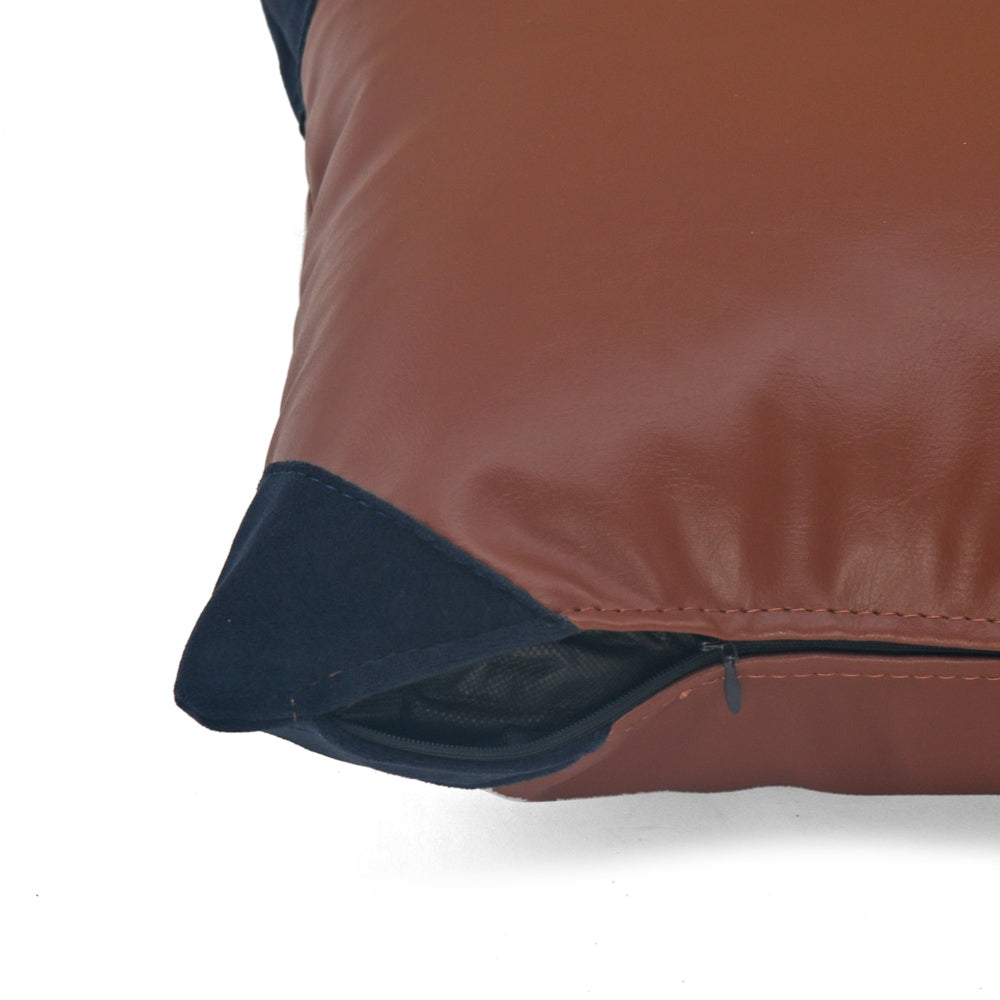 Solid Leatherette 16" x 16" Cushion Cover (Brown)