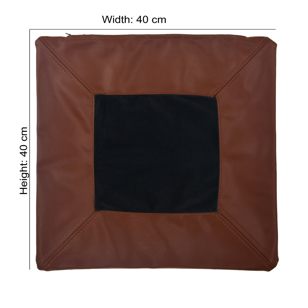 Solid Fabric & Leatherette 16' x 16' Cushion Cover (Blue & Brown)