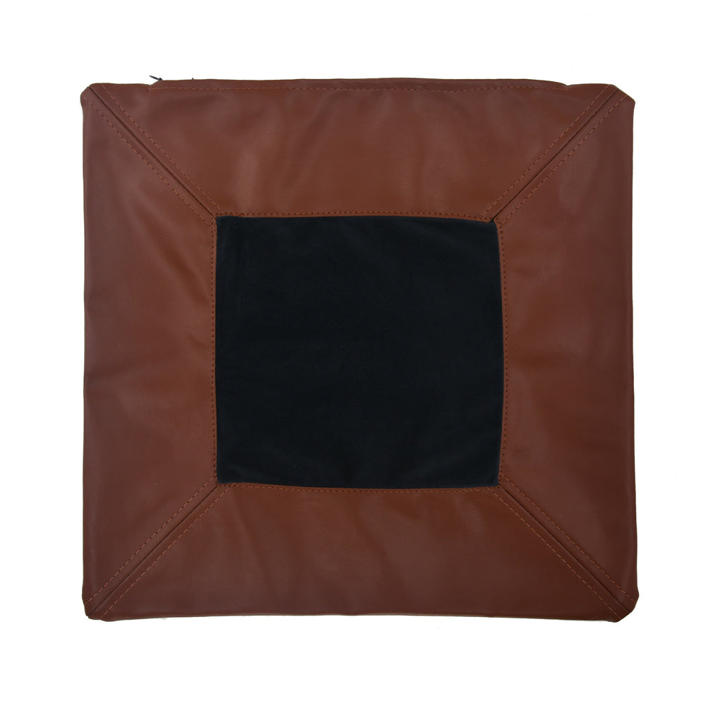 Solid Fabric & Leatherette 16' x 16' Cushion Cover (Blue & Brown)