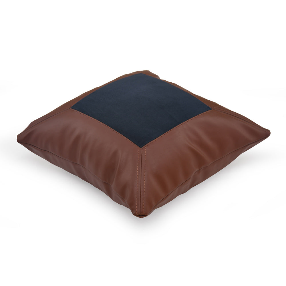 Solid Fabric & Leatherette 16' x 16' Cushion Cover (Blue & Brown)