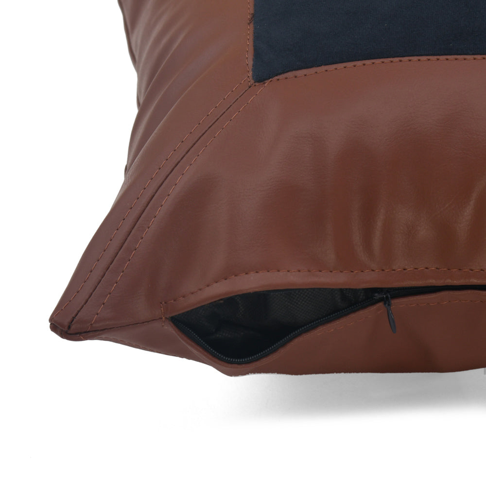 Solid Fabric & Leatherette 16' x 16' Cushion Cover (Blue & Brown)