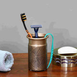 Multipurpose Metal Tumbler Toothbrush Holder (Antique Gold)