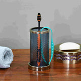 Transparent Glass Tumbler Toothbrush Holder (Blue & Gold)