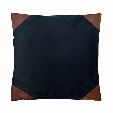 Solid Fabric & Leatherette 16" x 16" Cushion Cover (Blue)