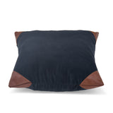 Solid Fabric & Leatherette 16" x 16" Cushion Cover (Blue)