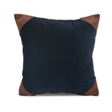 Solid Fabric & Leatherette 16" x 16" Cushion Cover (Blue)