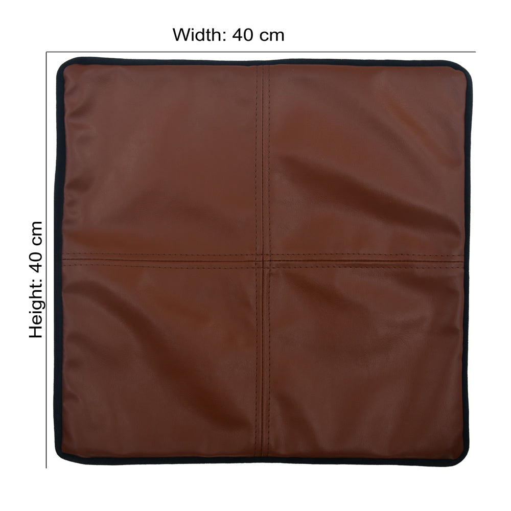 Solid Leatherette 16" x 16" Cushion Cover (Brown)