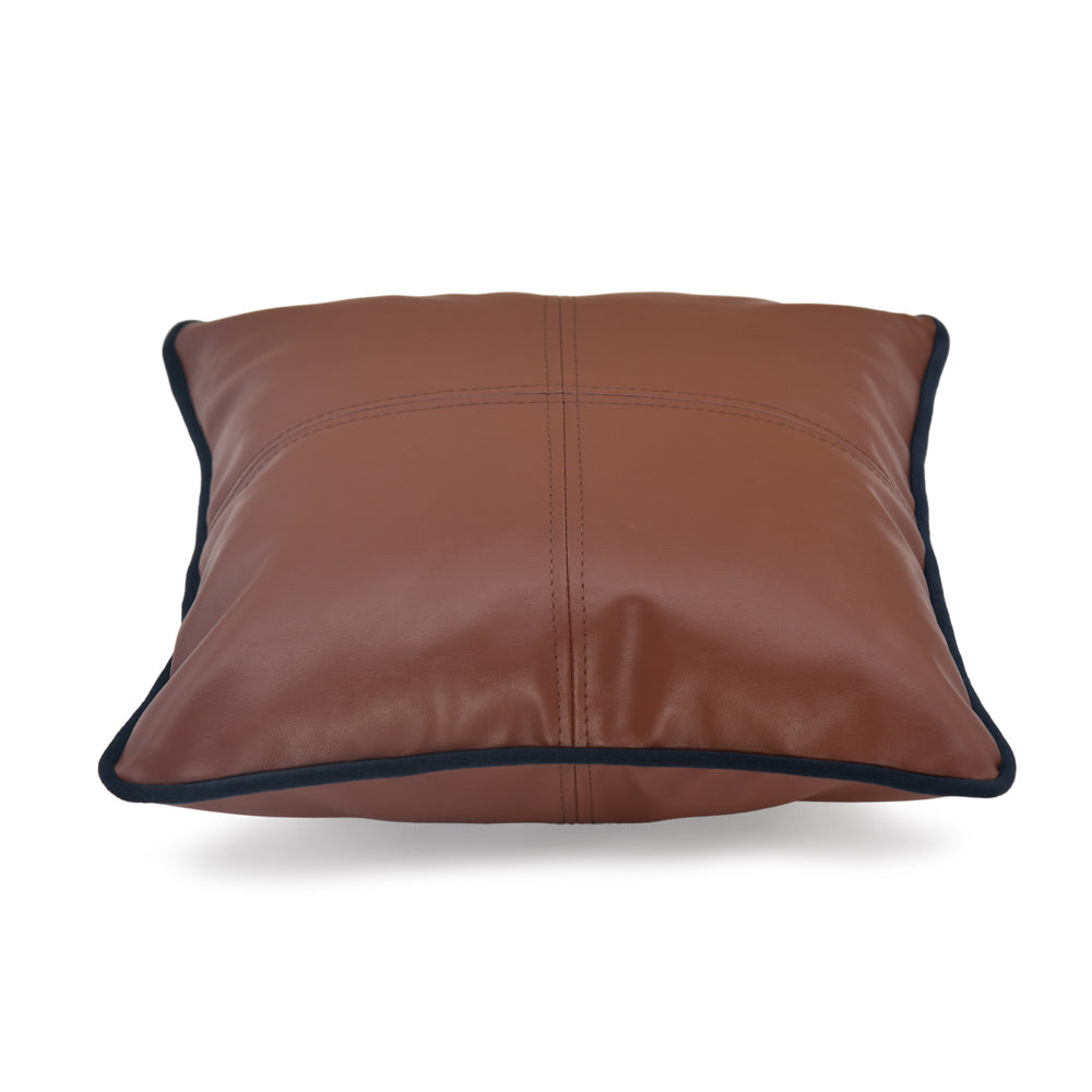 Solid Leatherette 16" x 16" Cushion Cover (Brown)