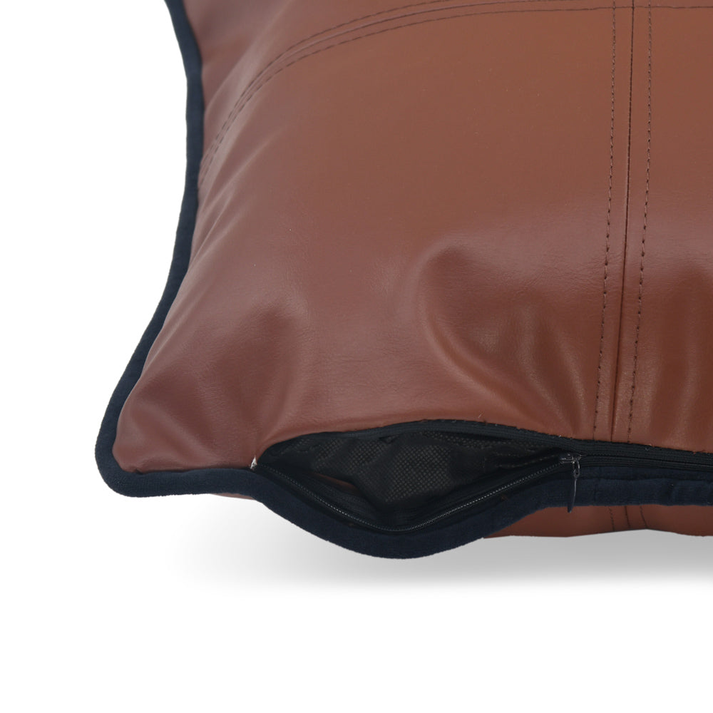 Solid Leatherette 16" x 16" Cushion Cover (Brown)