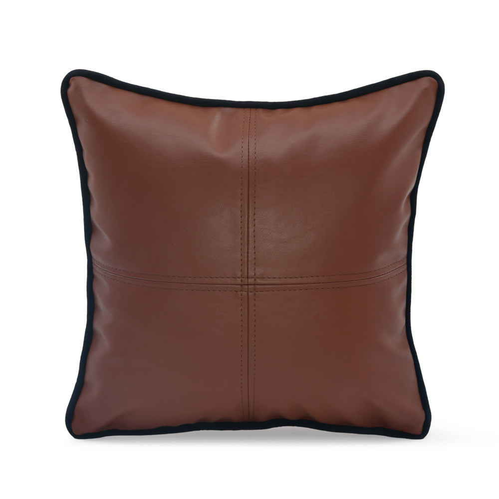 Solid Leatherette 16" x 16" Cushion Cover (Brown)