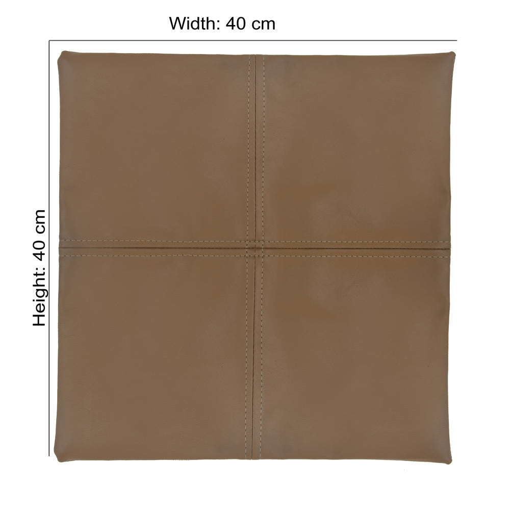 Solid Leatherette 16" x 16" Cushion Cover (Beige)