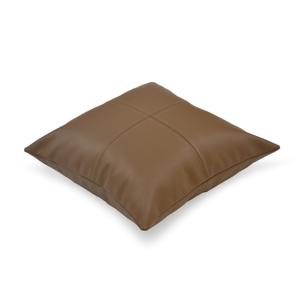 Solid Leatherette 16" x 16" Cushion Cover (Beige)