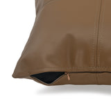 Solid Leatherette 16" x 16" Cushion Cover (Beige)