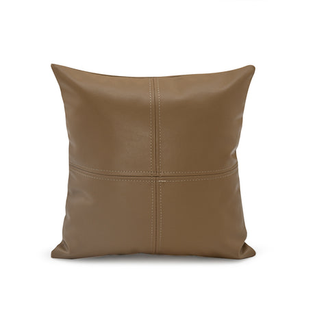 Solid Leatherette 16" x 16" Cushion Cover (Beige)