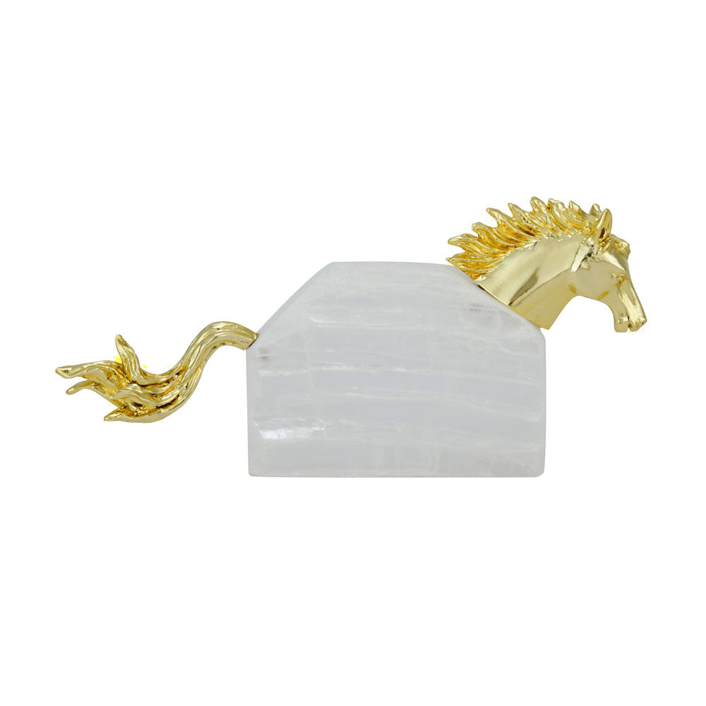 Abstract Horse Stone & Metal Showpiece (White & Gold)