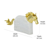 Abstract Horse Stone & Metal Showpiece (White & Gold)