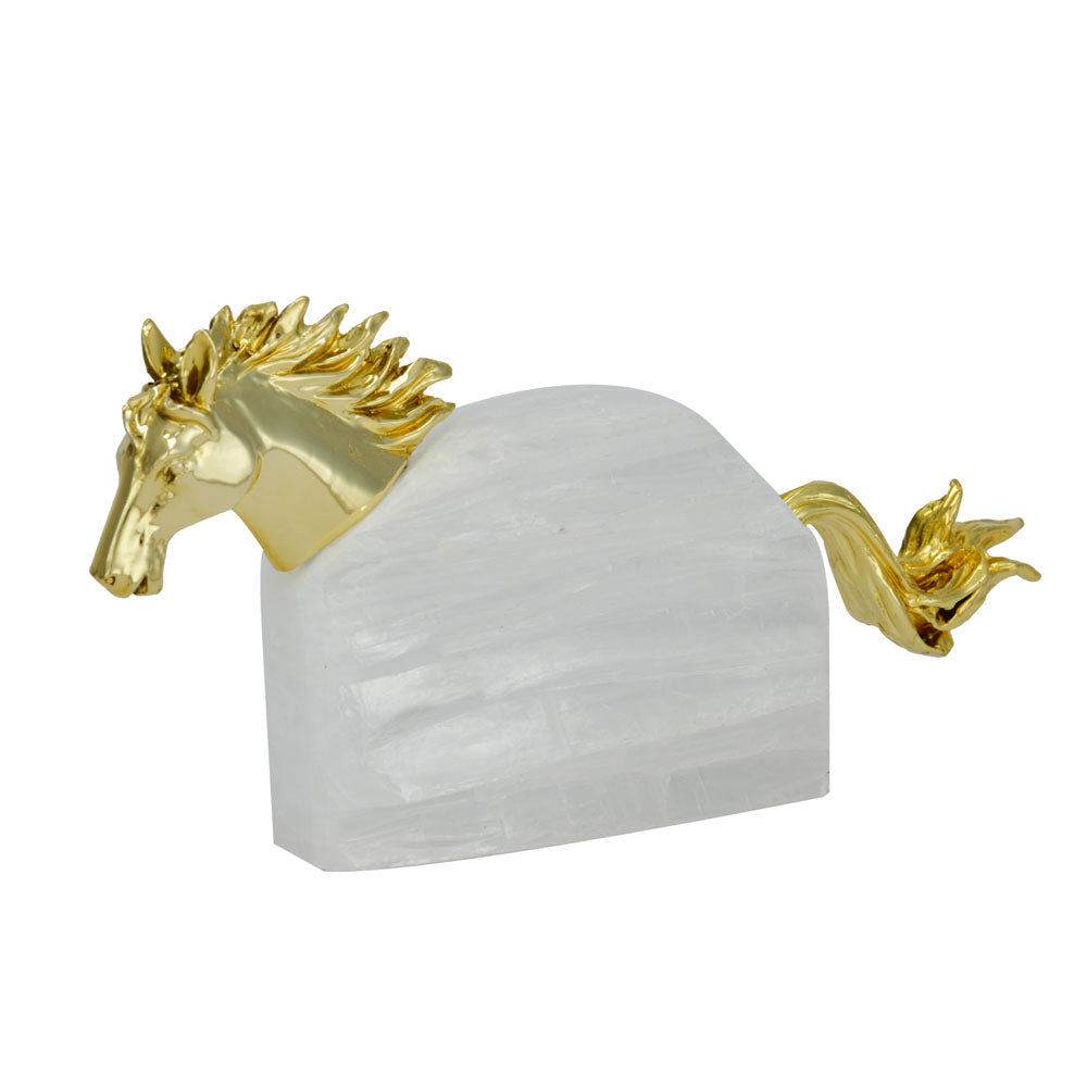 Abstract Horse Stone & Metal Showpiece (White & Gold)