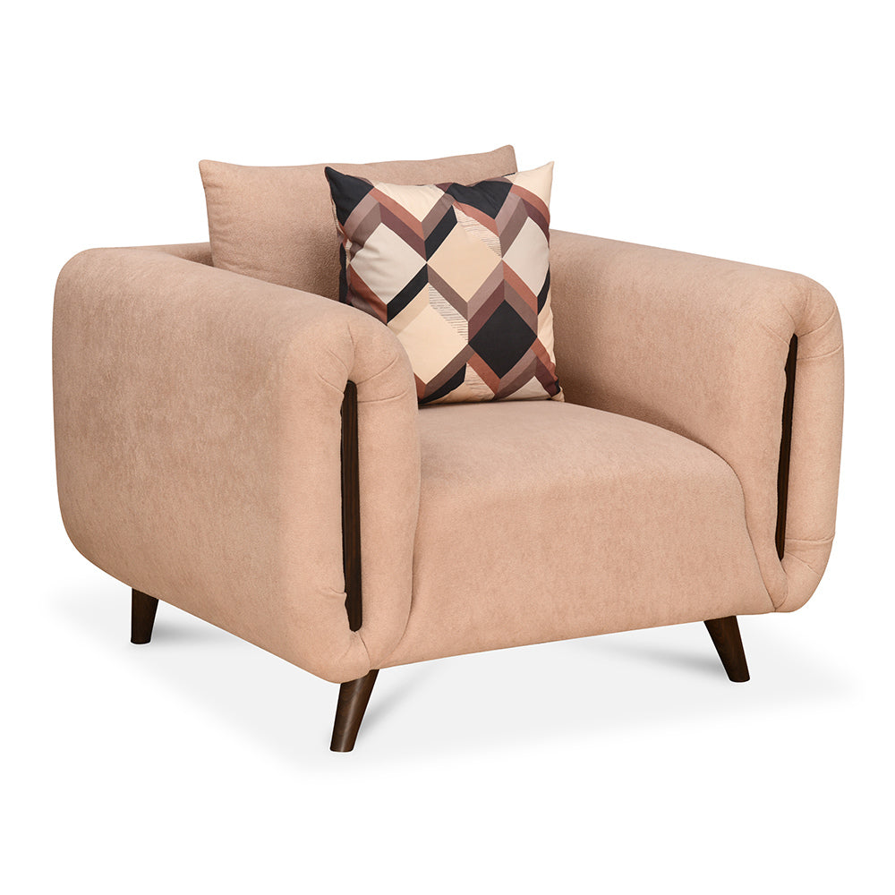 Harper 1 Seater Fabric Sofa (Peach)