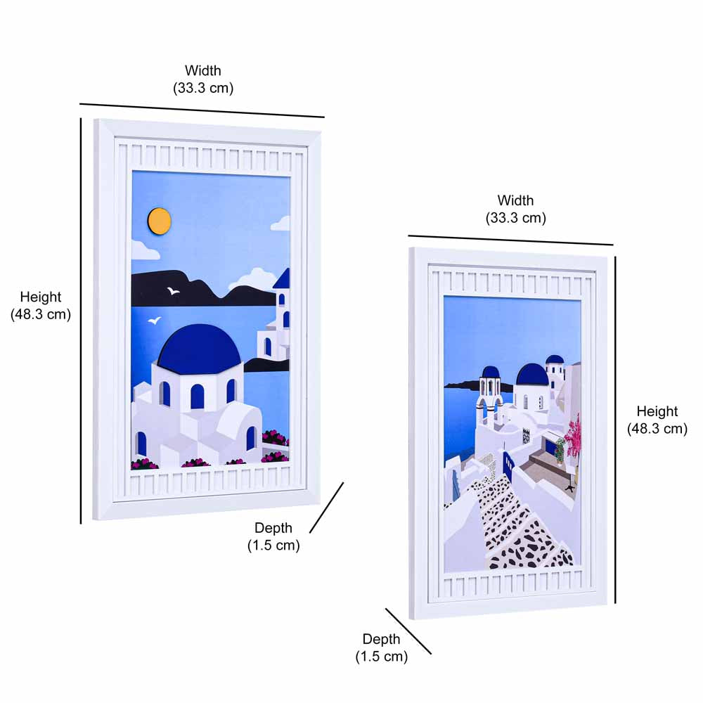 Santorini MDF Base 3D Painting Set of 2 (Blue)