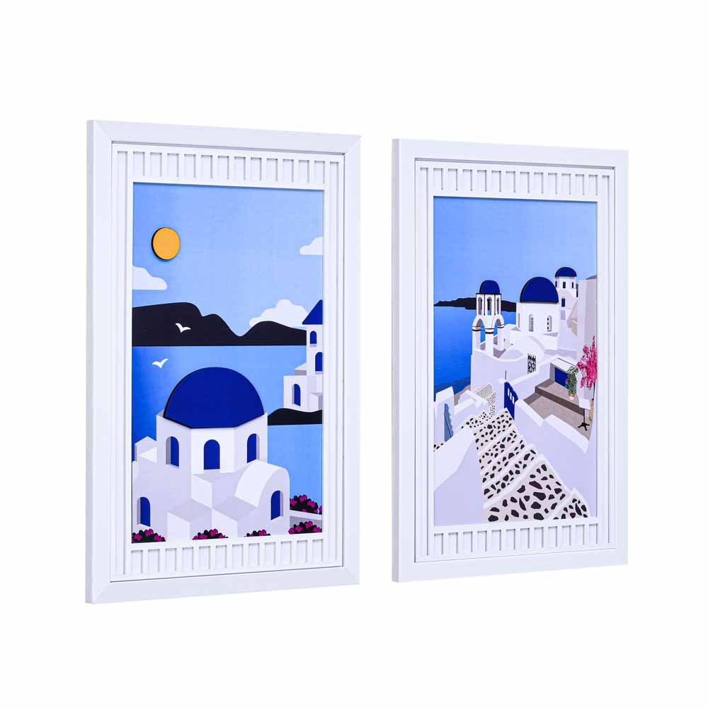 Santorini MDF Base 3D Painting Set of 2 (Blue)