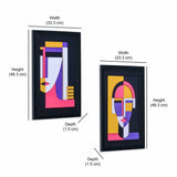 Faces MDF Base 3D Painting Set of 2 (Multicolor)